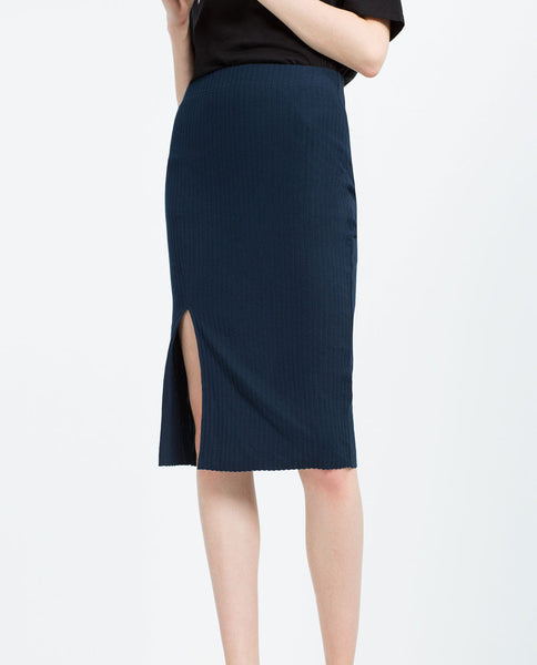 RIBBED SKIRT WITH VENT