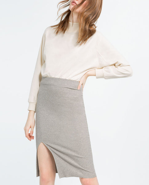 RIBBED SKIRT WITH VENT