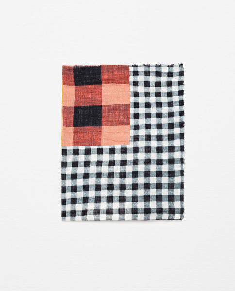 PATCHWORK CHECK PRINT SCARF