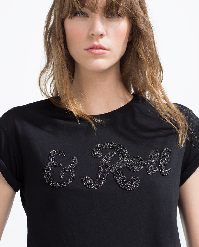 SHIMMER THREAD EMBROIDERED T-SHIRT