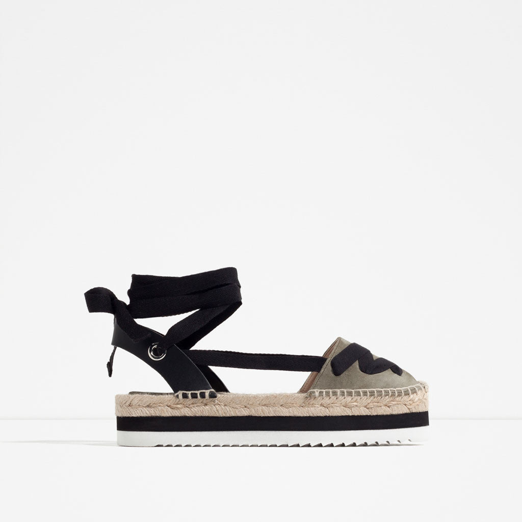 LEATHER LACE-UP ESPADRILLES