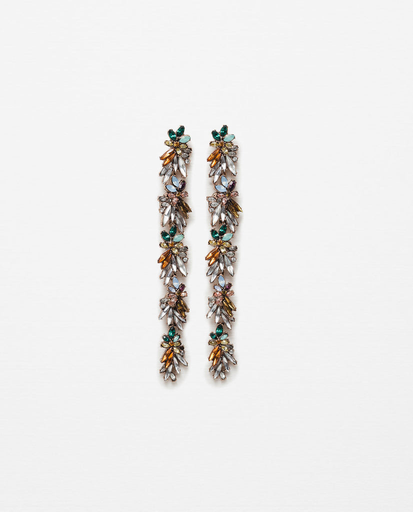 MULTICOLOURED LONG JEWELLED EARRINGS