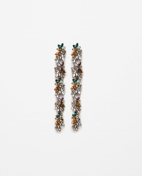 MULTICOLOURED LONG JEWELLED EARRINGS