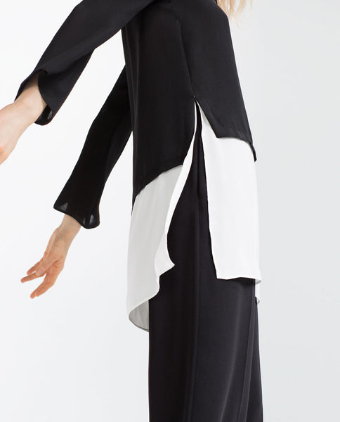 LARGE CONTRAST LONG BLOUSE