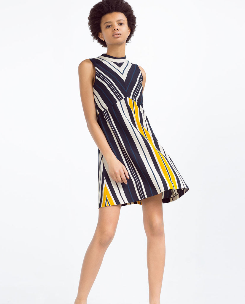 A-LINE STRIPED DRESS