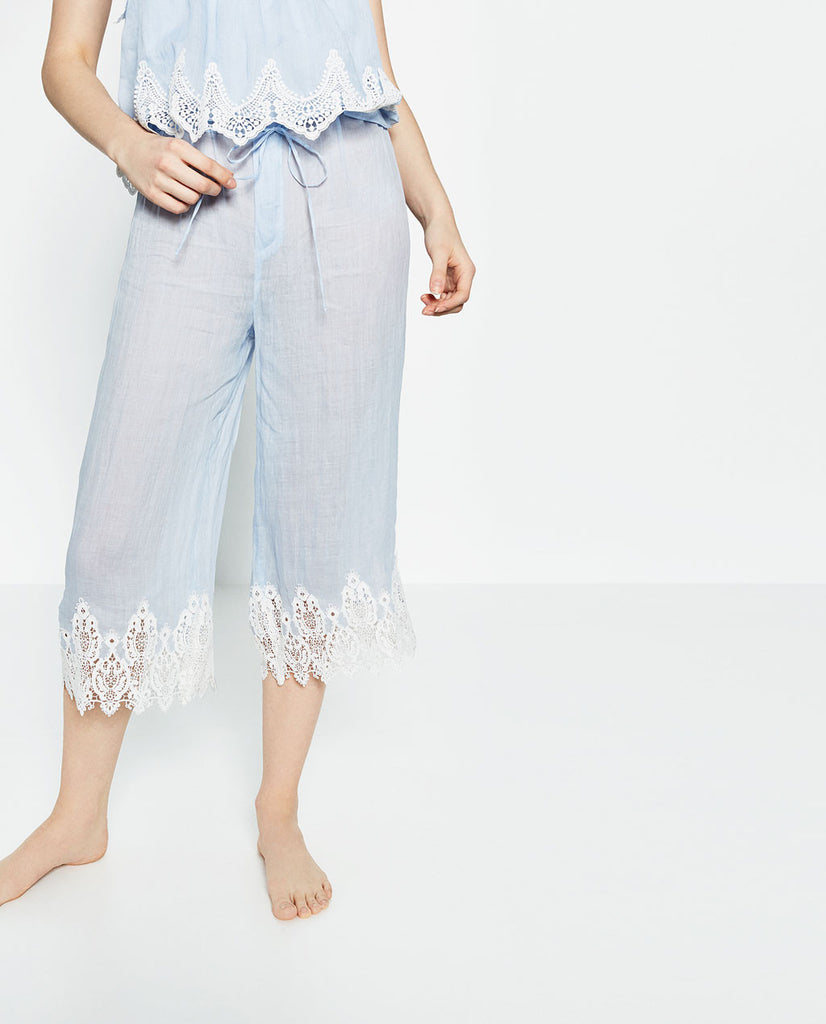 LACE TRIM STUDIO TROUSERS