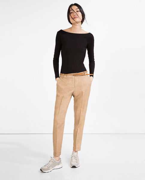 LINEN TROUSERS WITH BELT