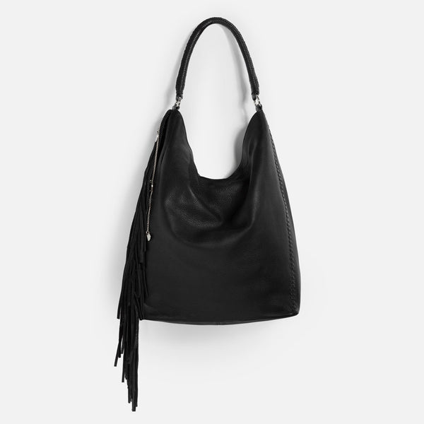 FRINGED LEATHER BUCKET BAG