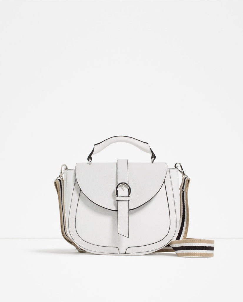 LEATHER CROSS BODY BAG WITH HANDLE DETAIL