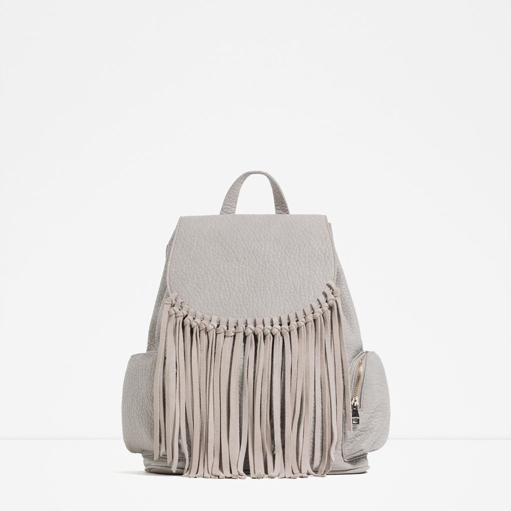 FRINGED FOLDOVER FLAP BACKPACK