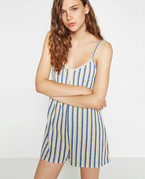 SHORT STRIPED JUMPSUIT