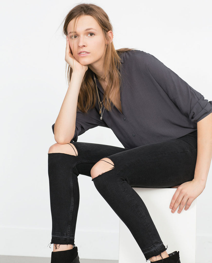 SKINNY MID-RISE TROUSERS